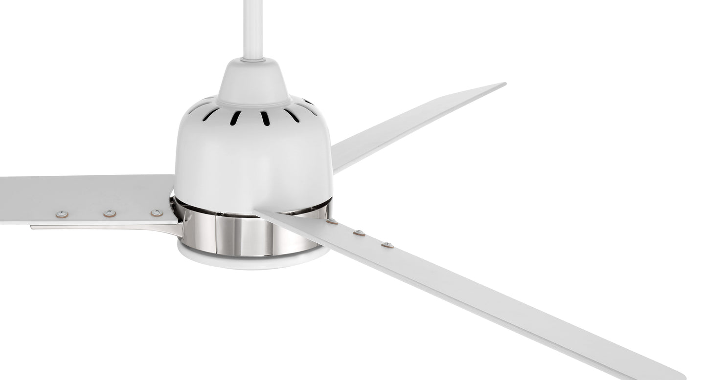 FUL52WPLN3 - Fuller 52" 3 Blade Ceiling Fan with Light Kit - White / Polished Nickel