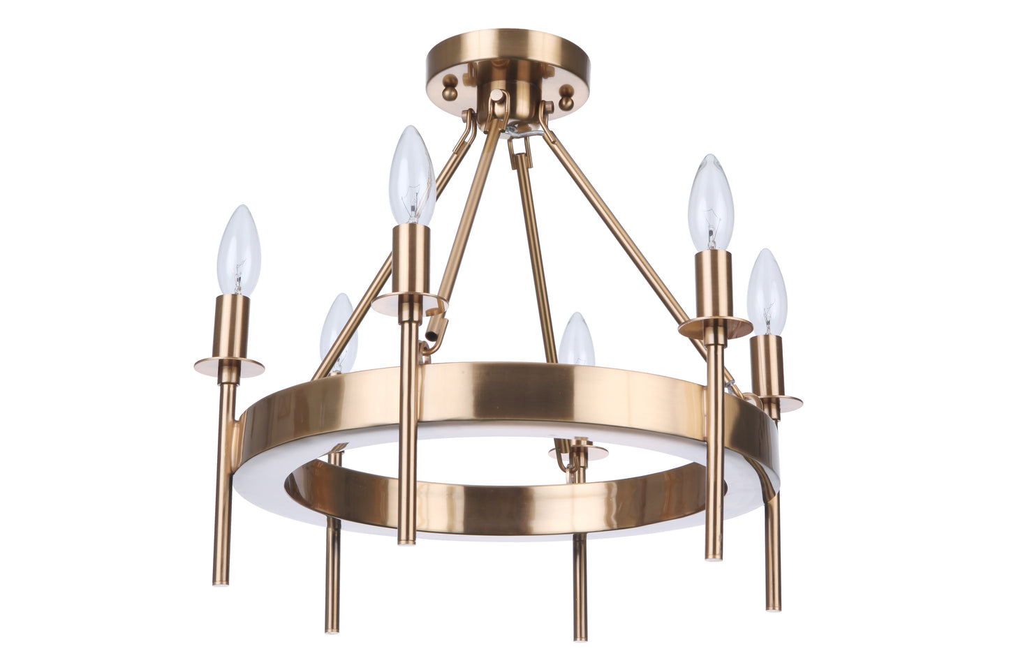 54356-SB - Larrson 6 Light 18" Wide Semi Flush Mount - Satin Brass