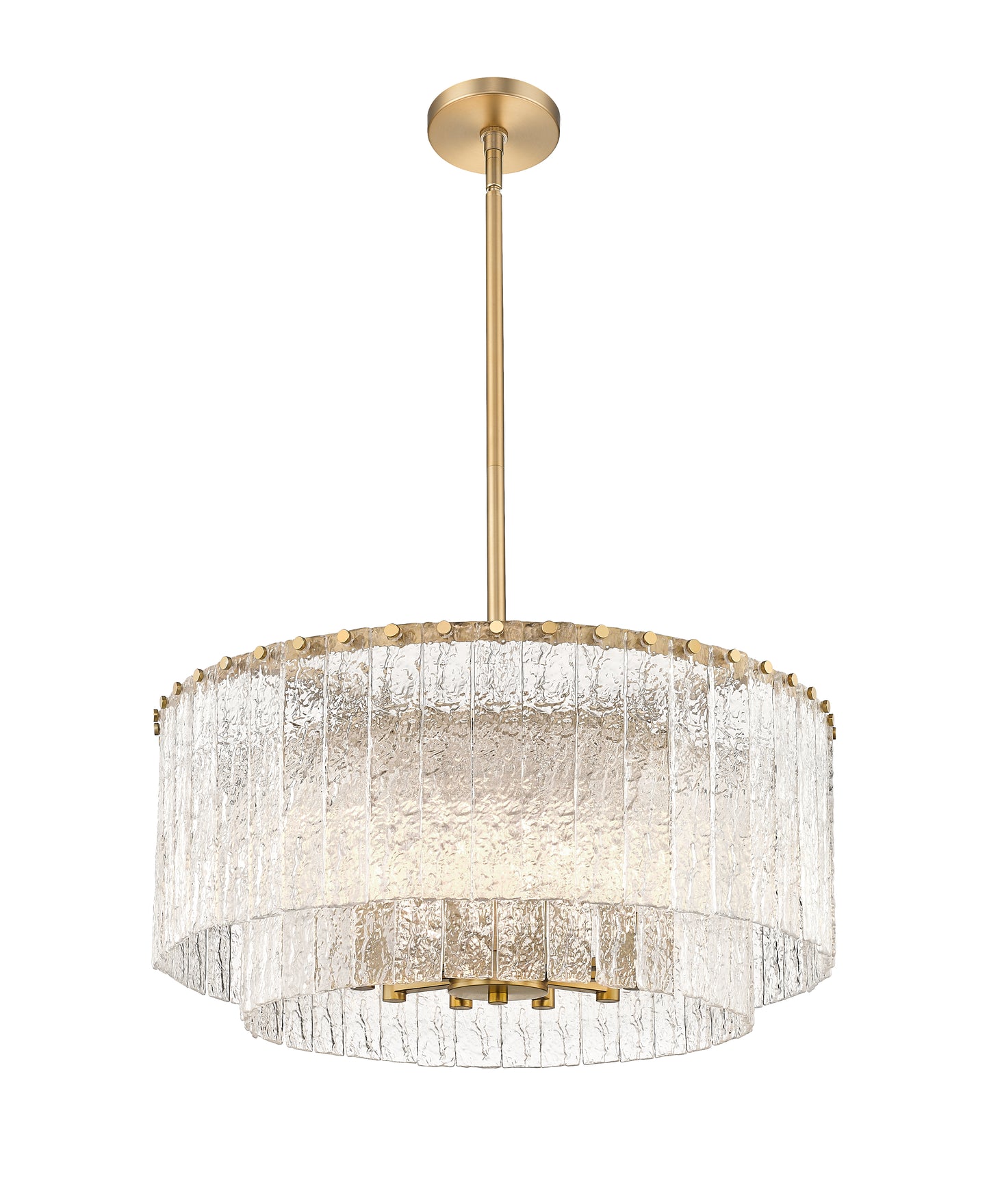 1943P26-2-MGLD - Glacier 10 Light 28" Pendant - Modern Gold