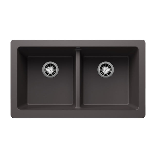 526548 - Vintera SILGRANIT 33" Double Bowl Apron-Front Farmhouse Sink - Cinder