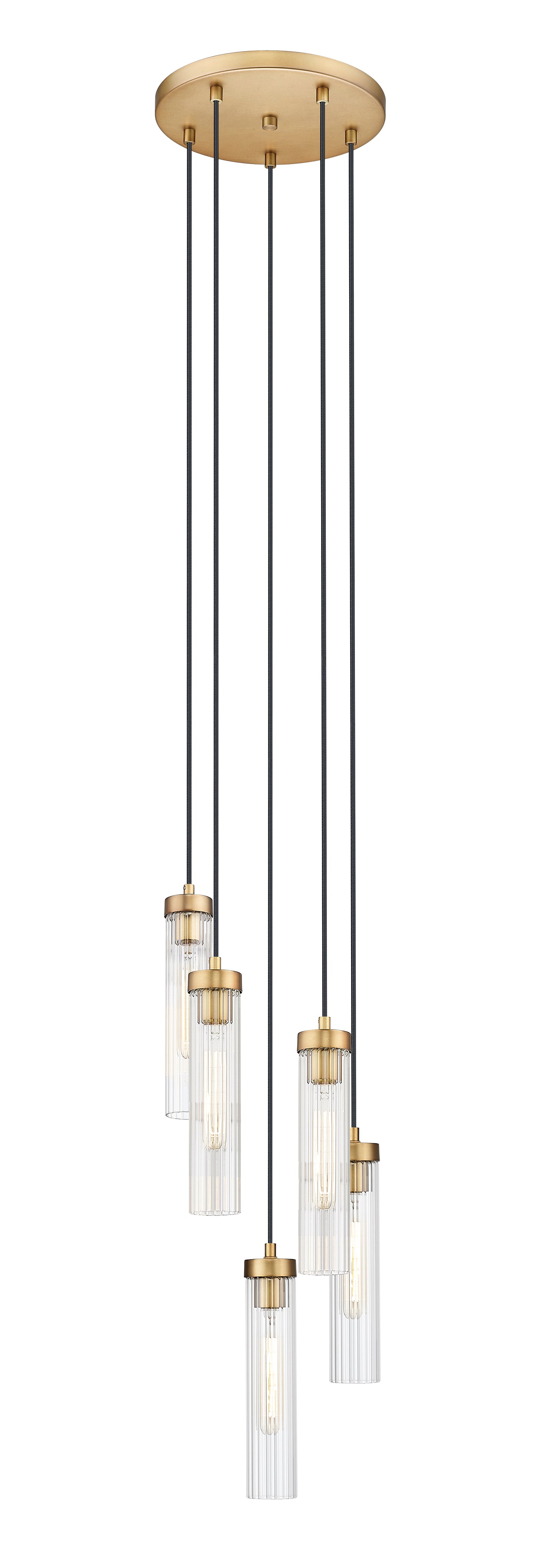 740P-5R-RB - Beau 5 Light 12" Chandelier - Rubbed Brass