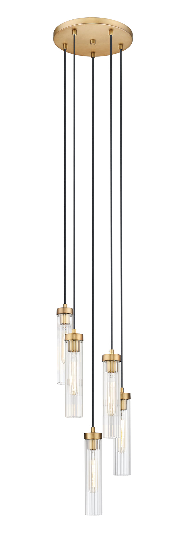 740P-5R-RB - Beau 5 Light 12" Chandelier - Rubbed Brass