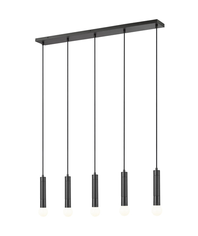 1956P-5L-MB - Stari 5 Light Linear 42" Chandelier - Matte Black