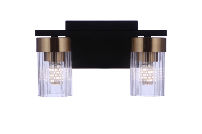 11811FBSB2 - Bond Street 2 Light 11" Wide Vanity Light - Flat Black / Satin Brass