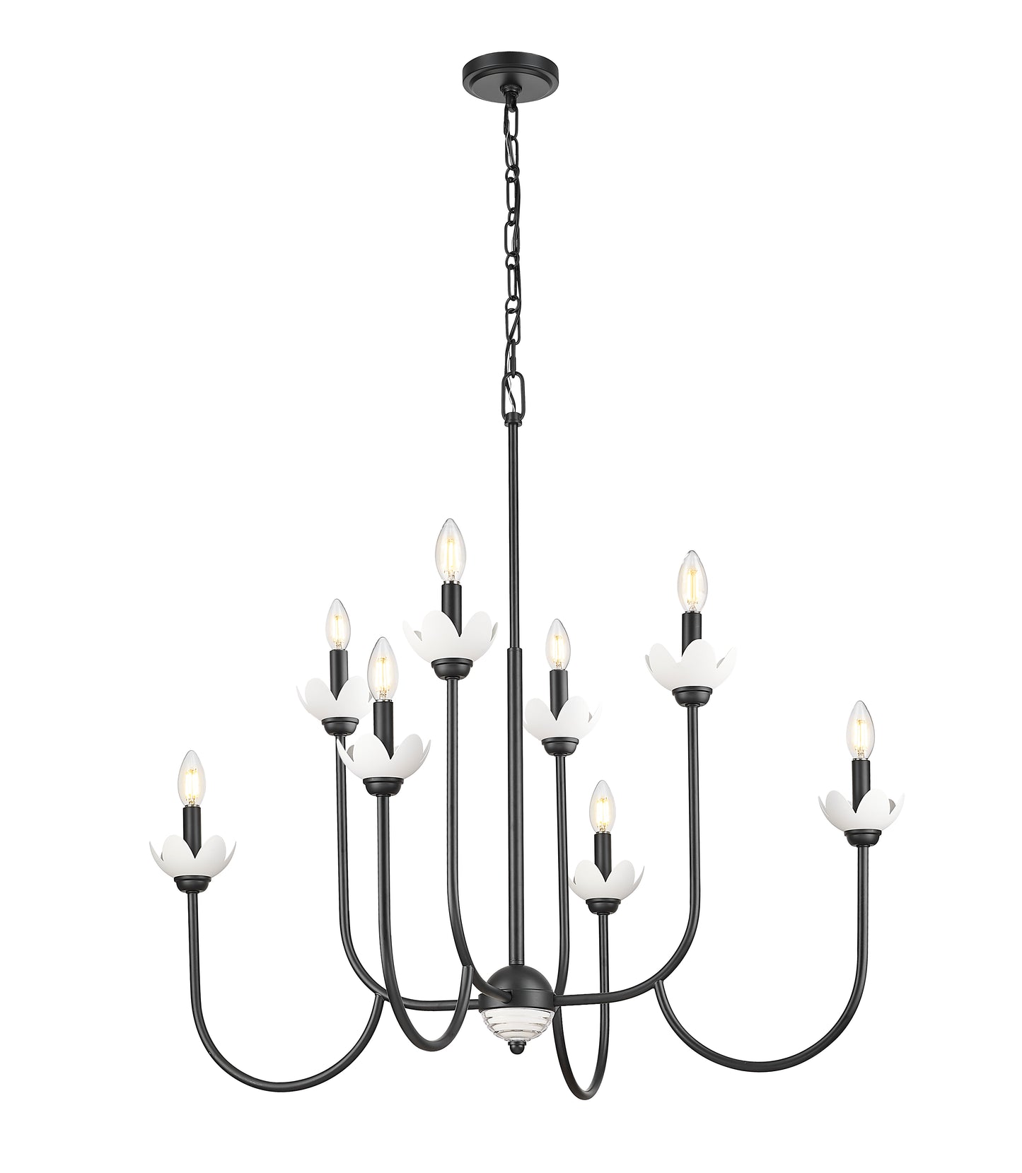 352-8MB - Allistair 8 Light 36" Chandelier - Matte Black