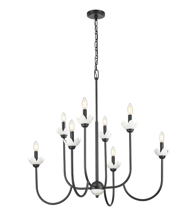 352-8MB - Allistair 8 Light 36" Chandelier - Matte Black