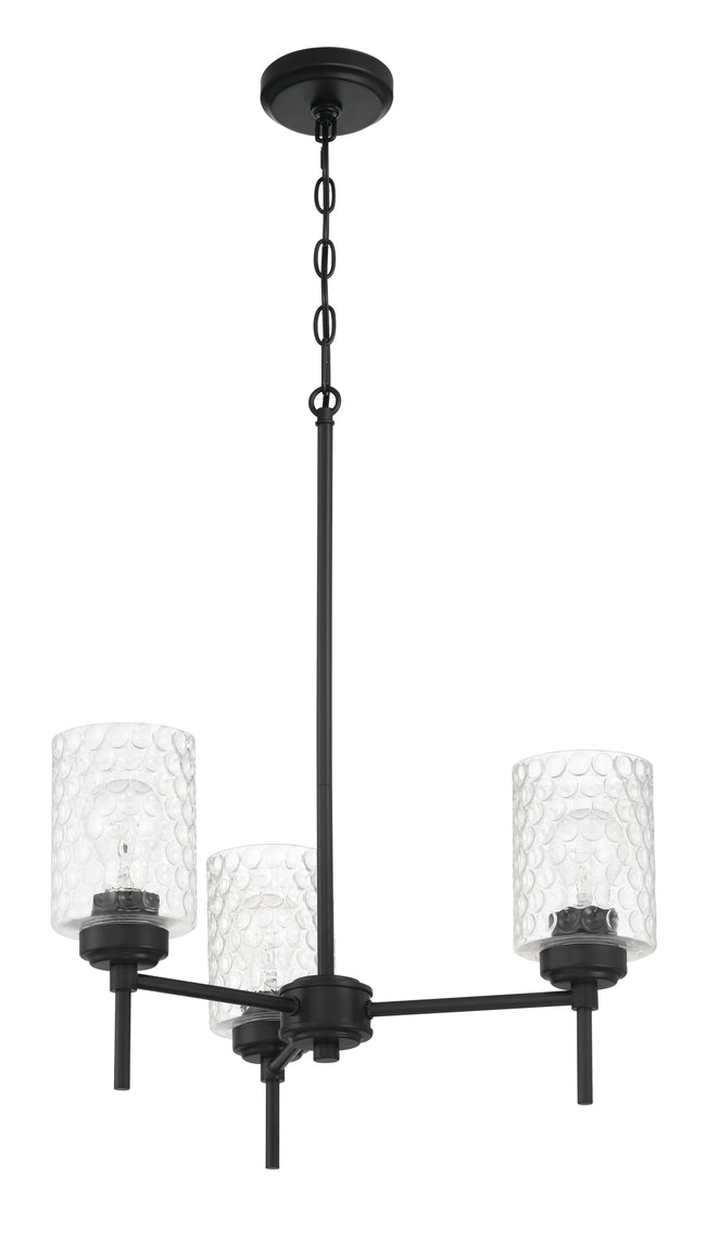 60523-FB - Claire 3 Light 20" Wide Chandelier - Flat Black