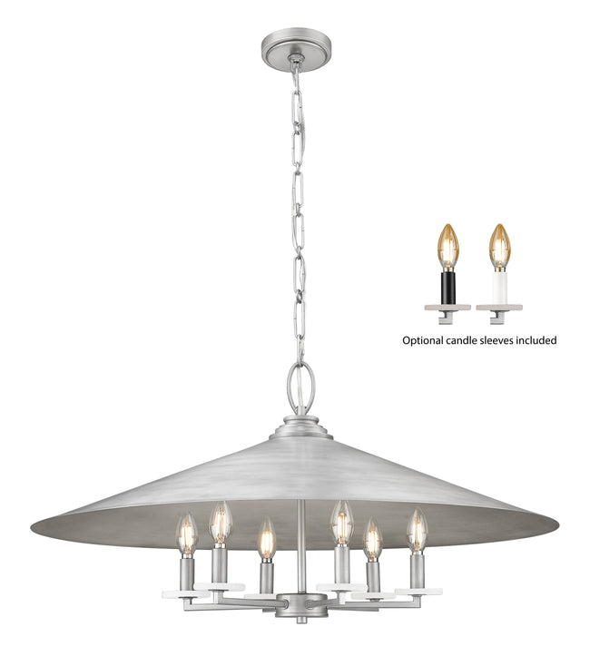 1953-32SPT - Rialto 6 Light 32" Pendant - Signature Pewter
