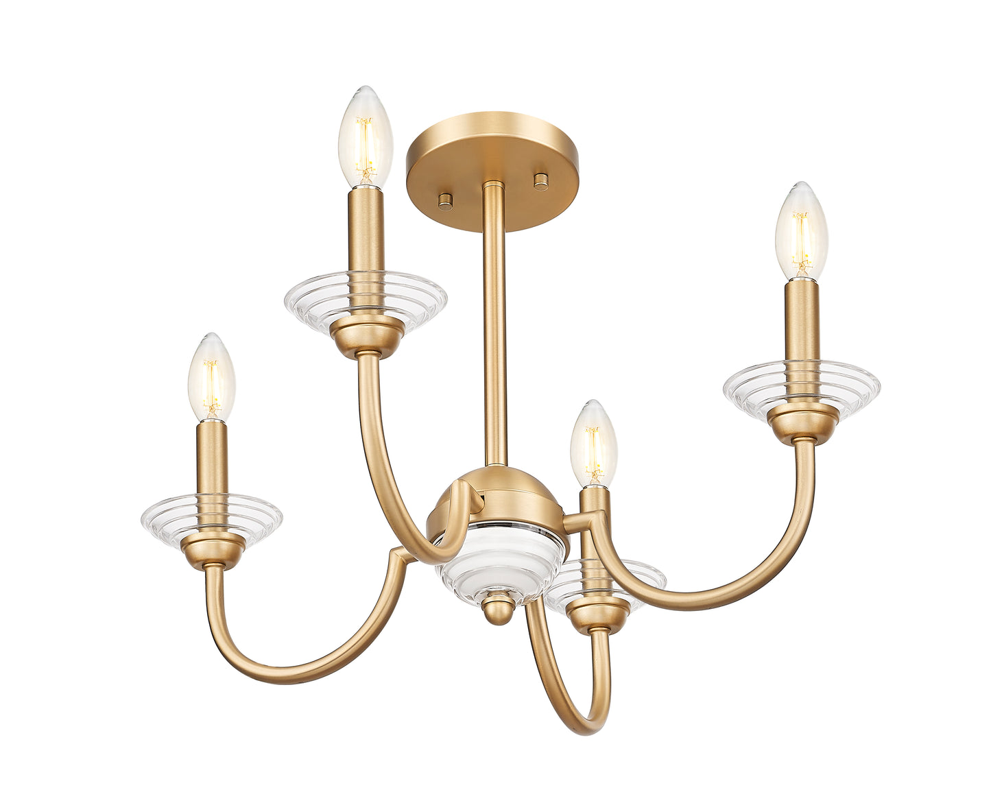 352-4SF-MGLD - Allistair 4 Light Semi Flush 20" Mount - Modern Gold