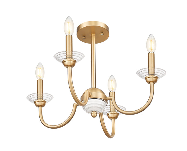 352-4SF-MGLD - Allistair 4 Light Semi Flush 20" Mount - Modern Gold