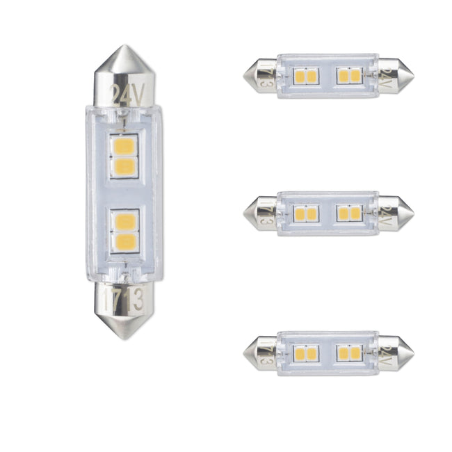 770613 - Clear T3 LED FESTOON Base Light Bulb - 0.8 Watt - 3000K - 4 Pack