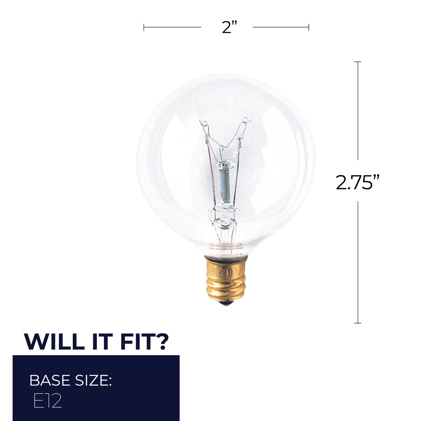 391115 - Dimmable Clear G16.5 Incandescent Candelabra Light Bulb - 15 Watt - 2700K - 25 Pack