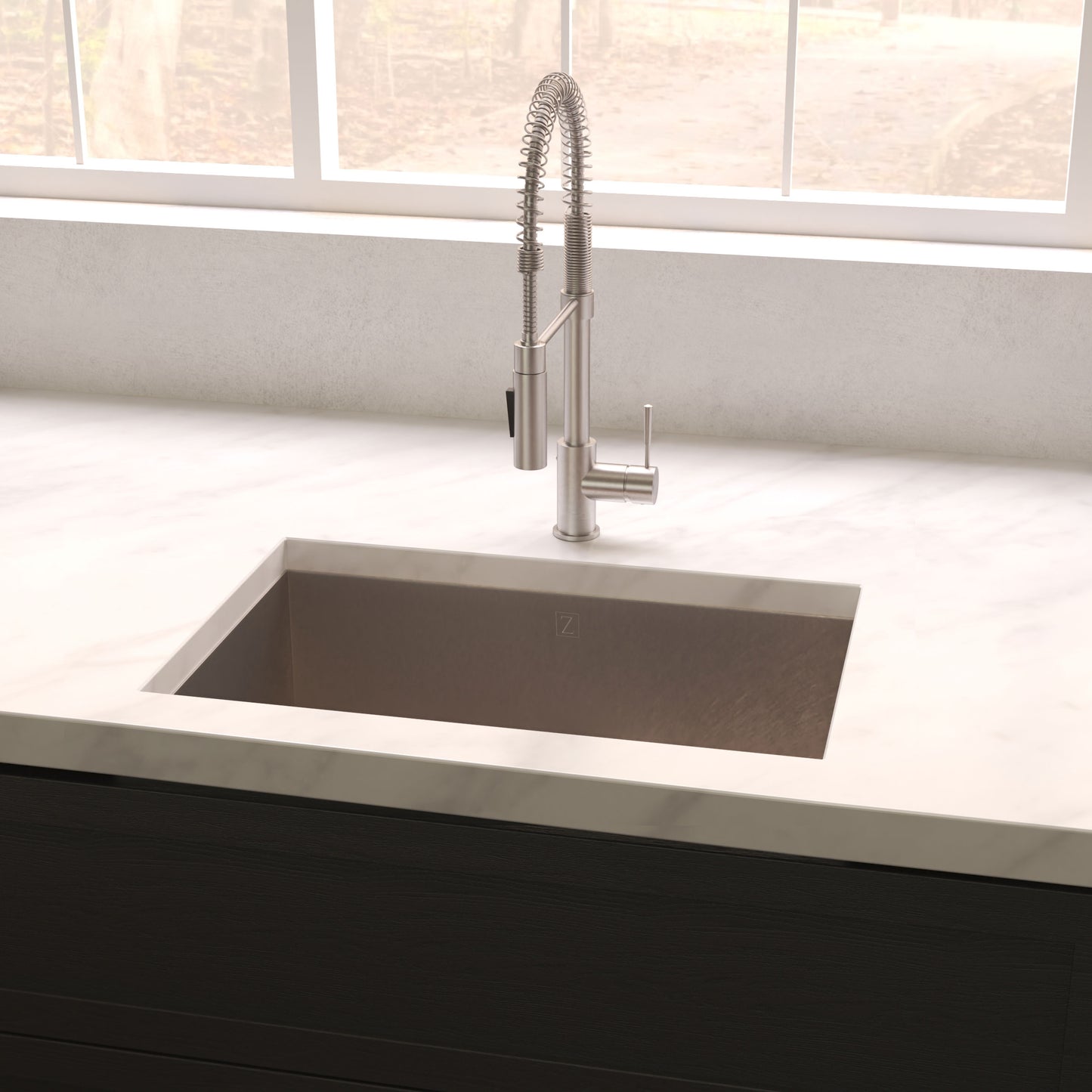 SRS-23S - 23" Meribel Undermount Single Bowl Satin Stainless Steel Kitchen Sink with Bottom Grid