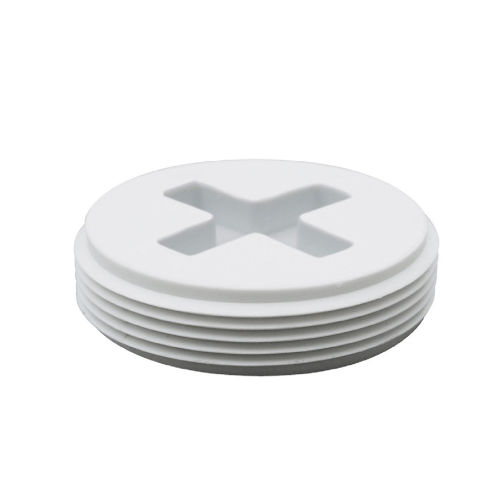 878-040 - 4" Slotted White Polypropylene Cleanout Plug Less Threaded Insert