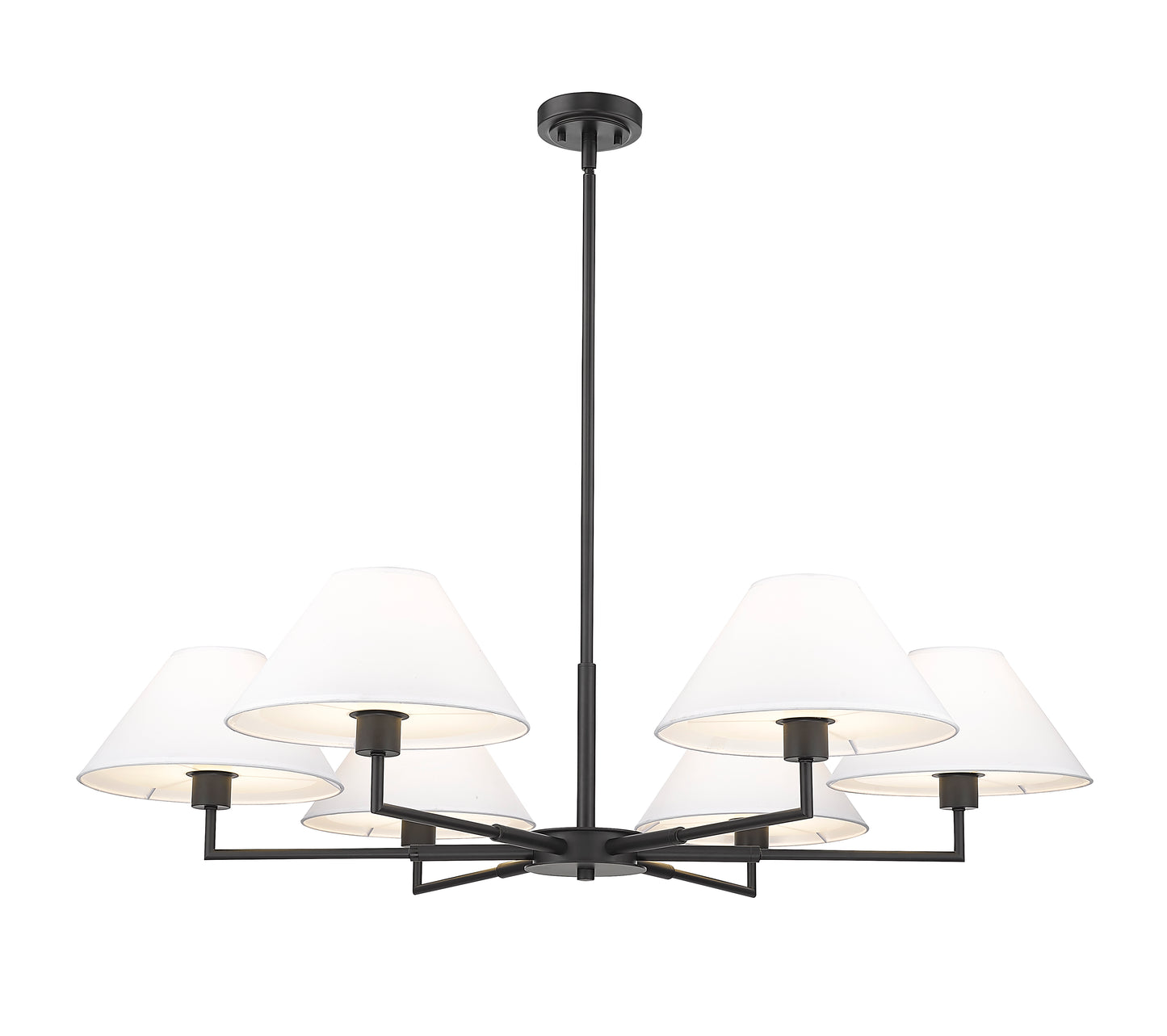 744-44R-MB - Leila 6 Light 44" Chandelier - Matte Black
