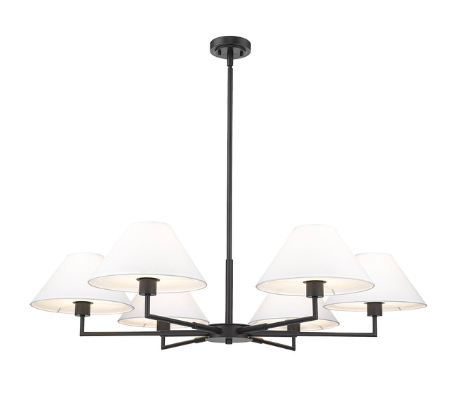 744-44R-MB - Leila 6 Light 44" Chandelier - Matte Black