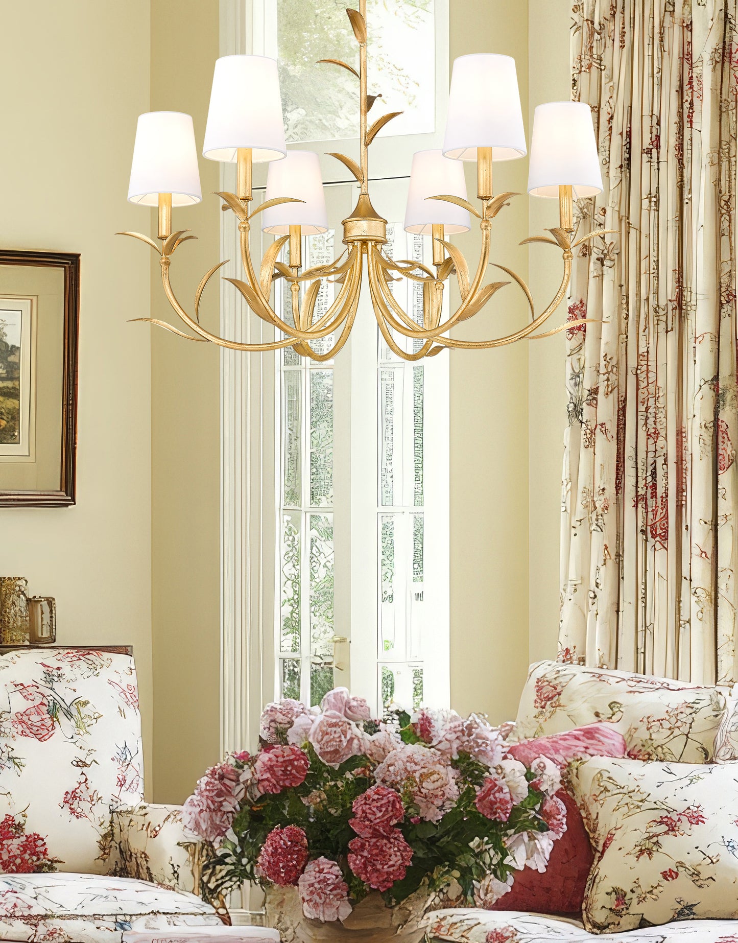 830-31GLF - Aslin 6 Light 31" Chandelier - Gold Leaf