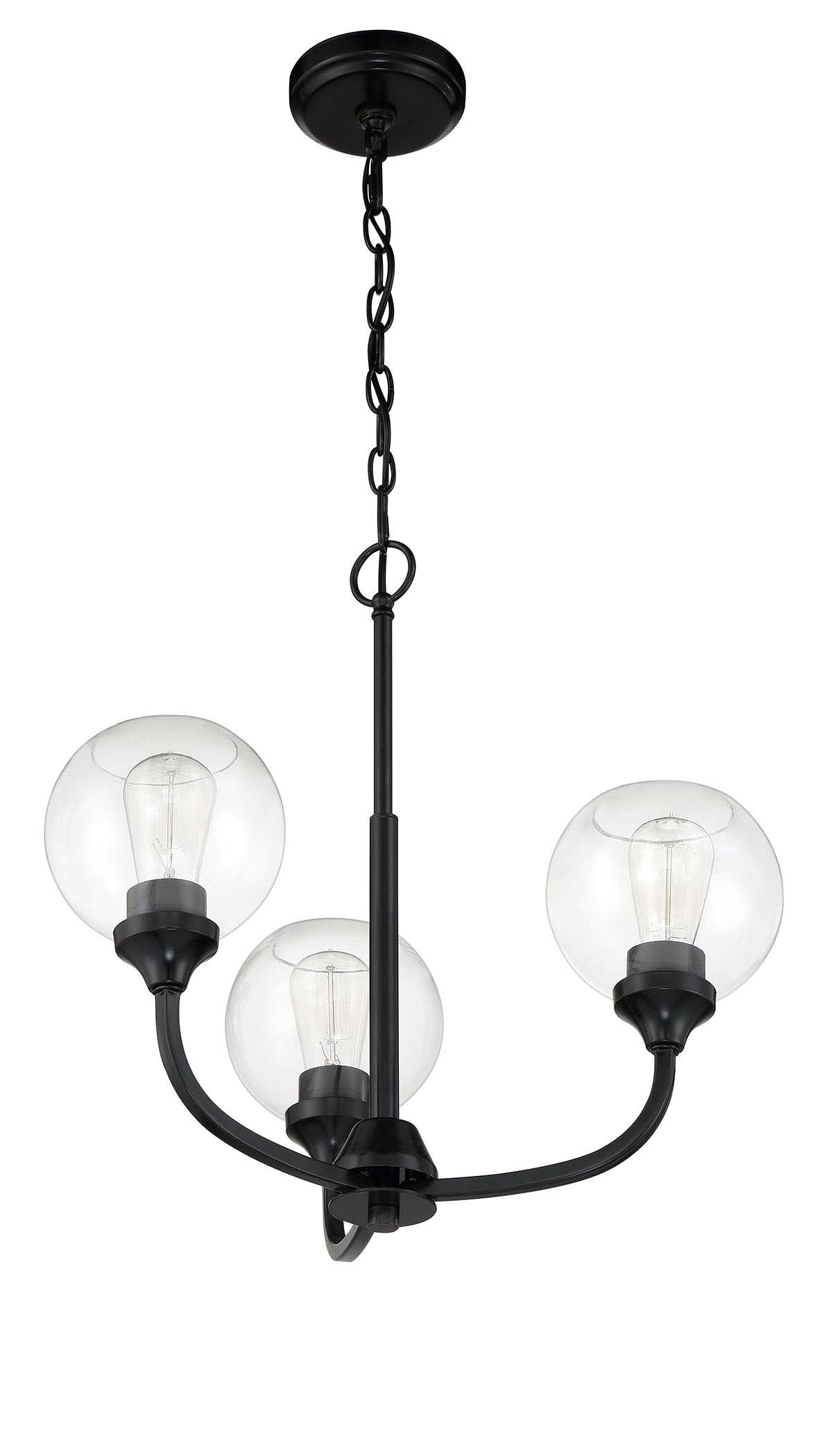 56223-FB - Glenda 3 Light 20" Wide Chandelier - Flat Black