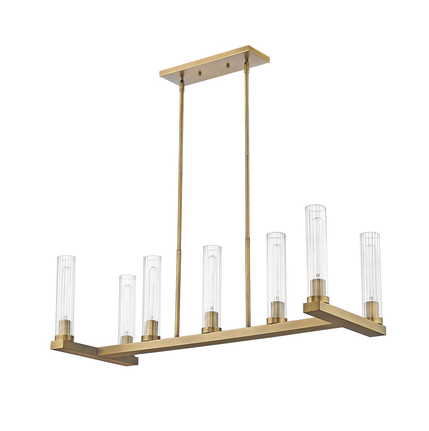 3031-7L-RB - Beau 7 Light Linear 44" Chandelier - Rubbed Brass