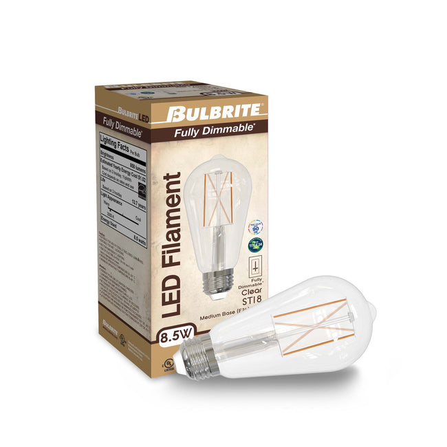 776769 - Dimmable Clear ST18 LED Light Bulb - 8.5 Watt - 3000K - 4 Pack