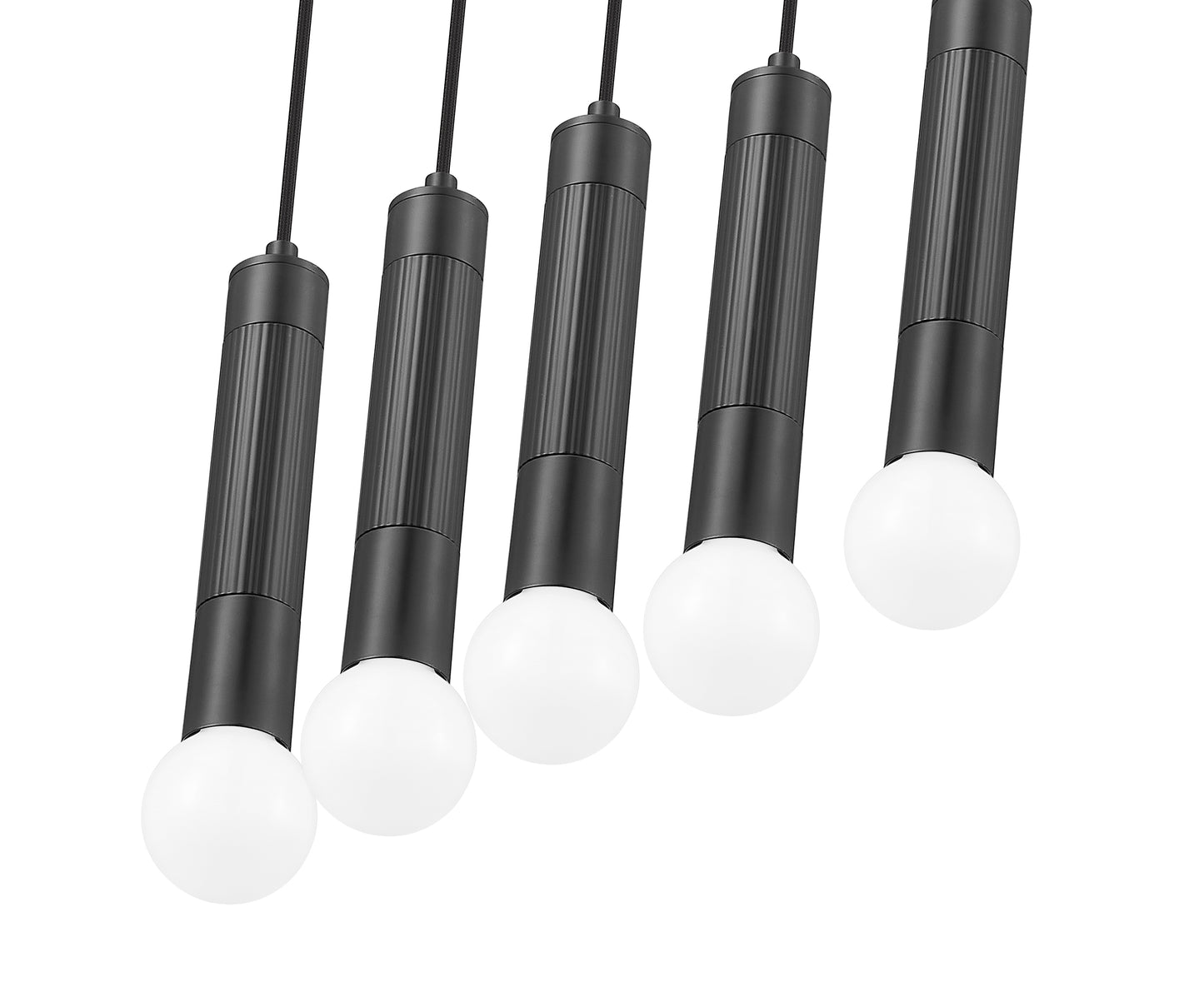 1956P-5L-MB - Stari 5 Light Linear 42" Chandelier - Matte Black