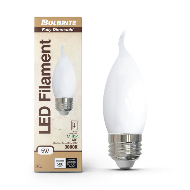776972 - Dimmable Milky CA10 LED Light Bulb - 5 Watt - 3000K - 4 Pack