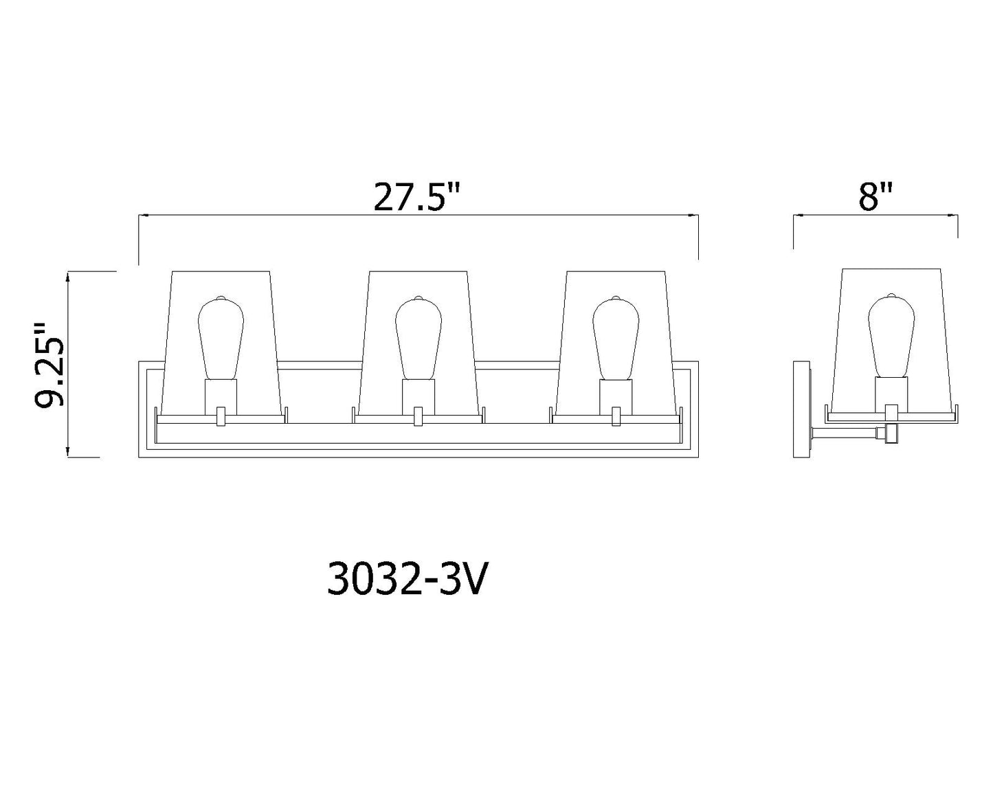3032-3V-RB - Callista 3 Light 28" Vanity - Rubbed Brass