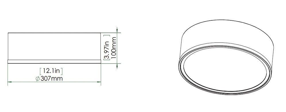 1018F12-MW-MGLD-LED - Bradley 1 Light Flush 12" Mount - Matte White / Modern Gold
