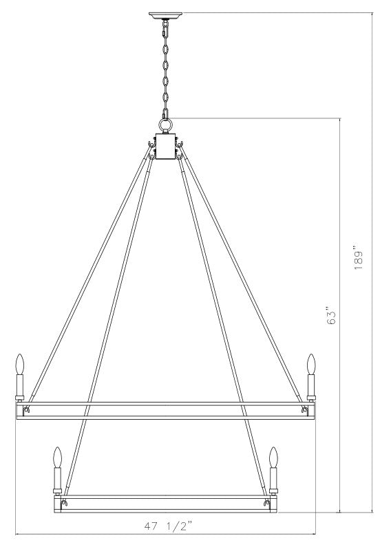 4005-20MB - Dennison 20 Light 48" Chandelier - Matte Black