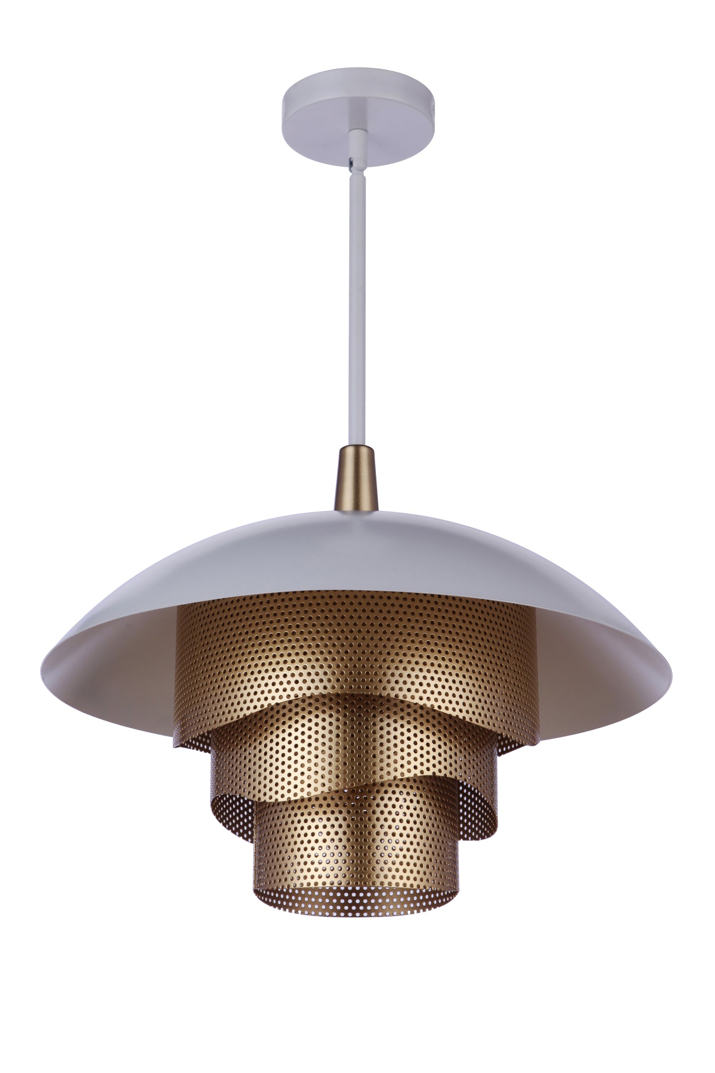 P1010MWWMG-LED - Sculptural Statement Pendants 1 Light 19" Wide Pendant - Matte White / Matte Gold