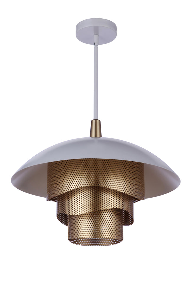 P1010MWWMG-LED - Sculptural Statement Pendants 1 Light 19" Wide Pendant - Matte White / Matte Gold