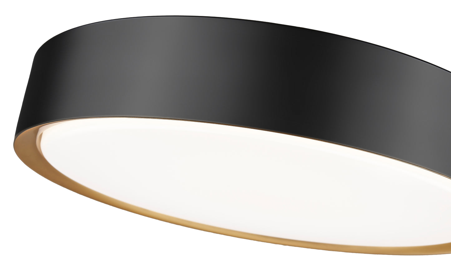 1014F16-MB-MGLD-LED - Kawan 1 Light Flush 16" Mount - Matte Black / Modern Gold