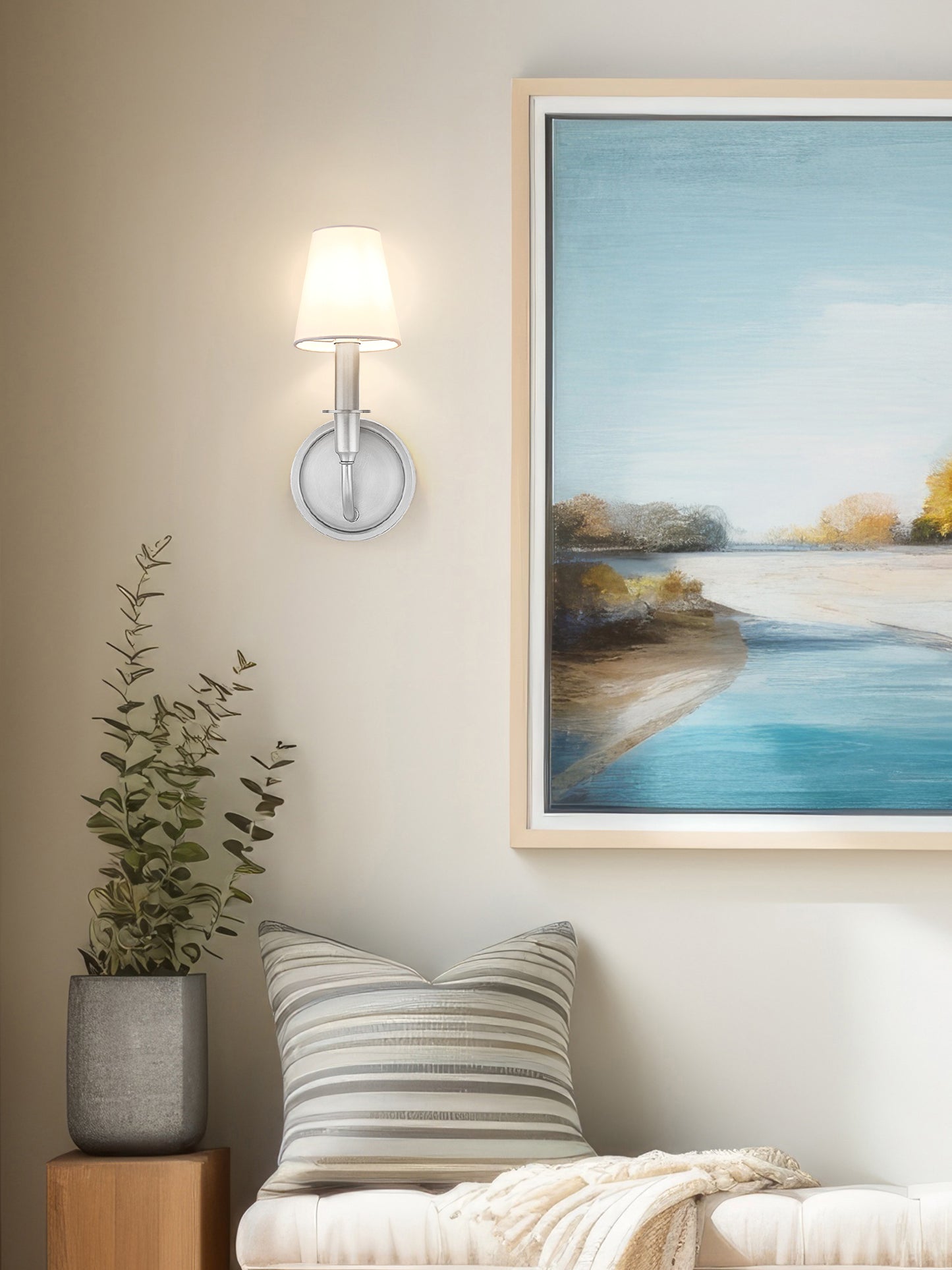 3049-1S-BN - Tova 1 Light Wall 13" Sconce - Brushed Nickel