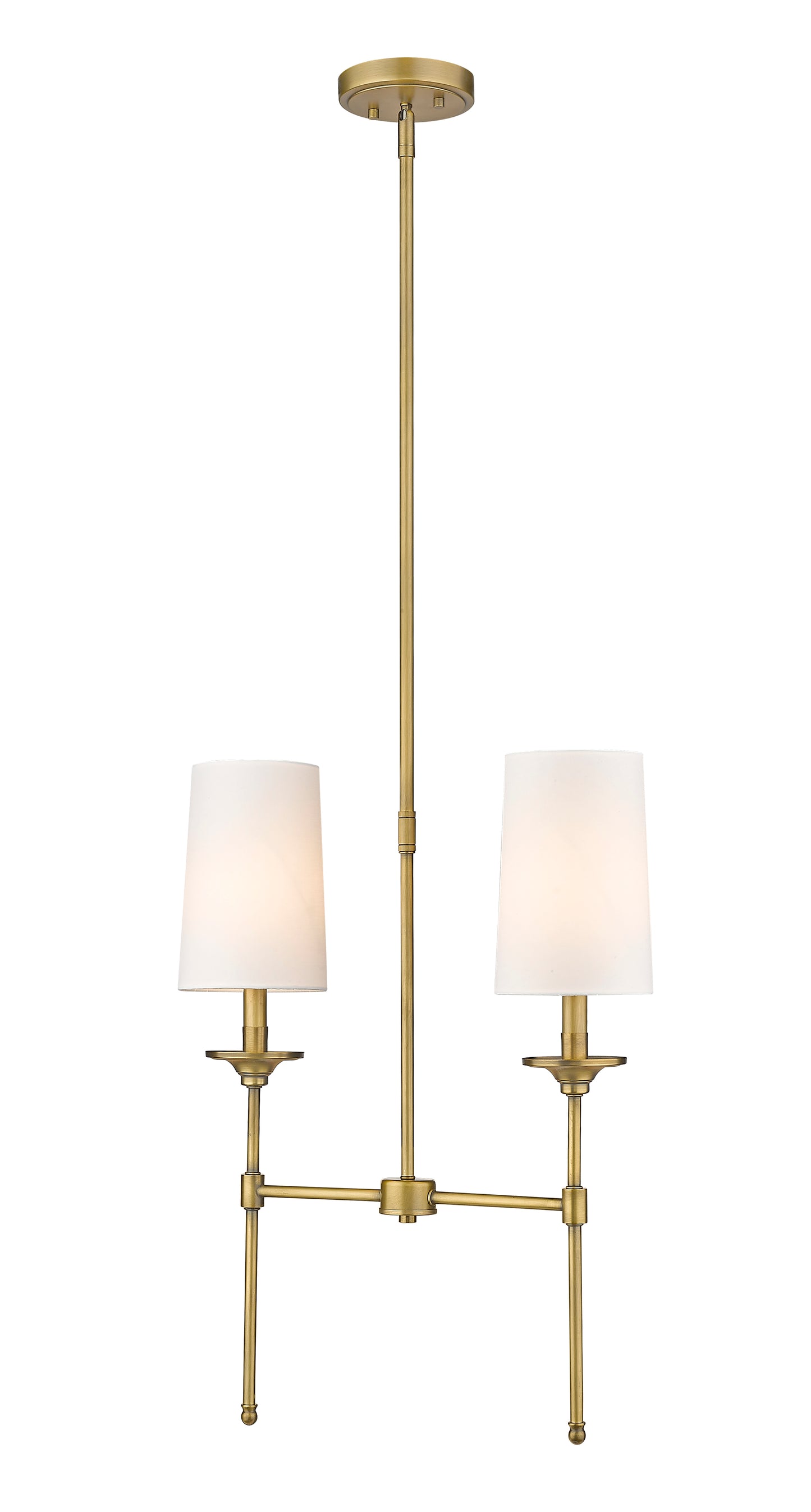 3033-2L-RB - Emily 2 Light Linear 19" Chandelier - Rubbed Brass