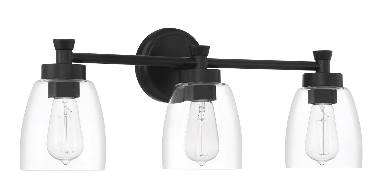 12724FB3 - Henning 3 Light 24" Wide Vanity Light - Flat Black