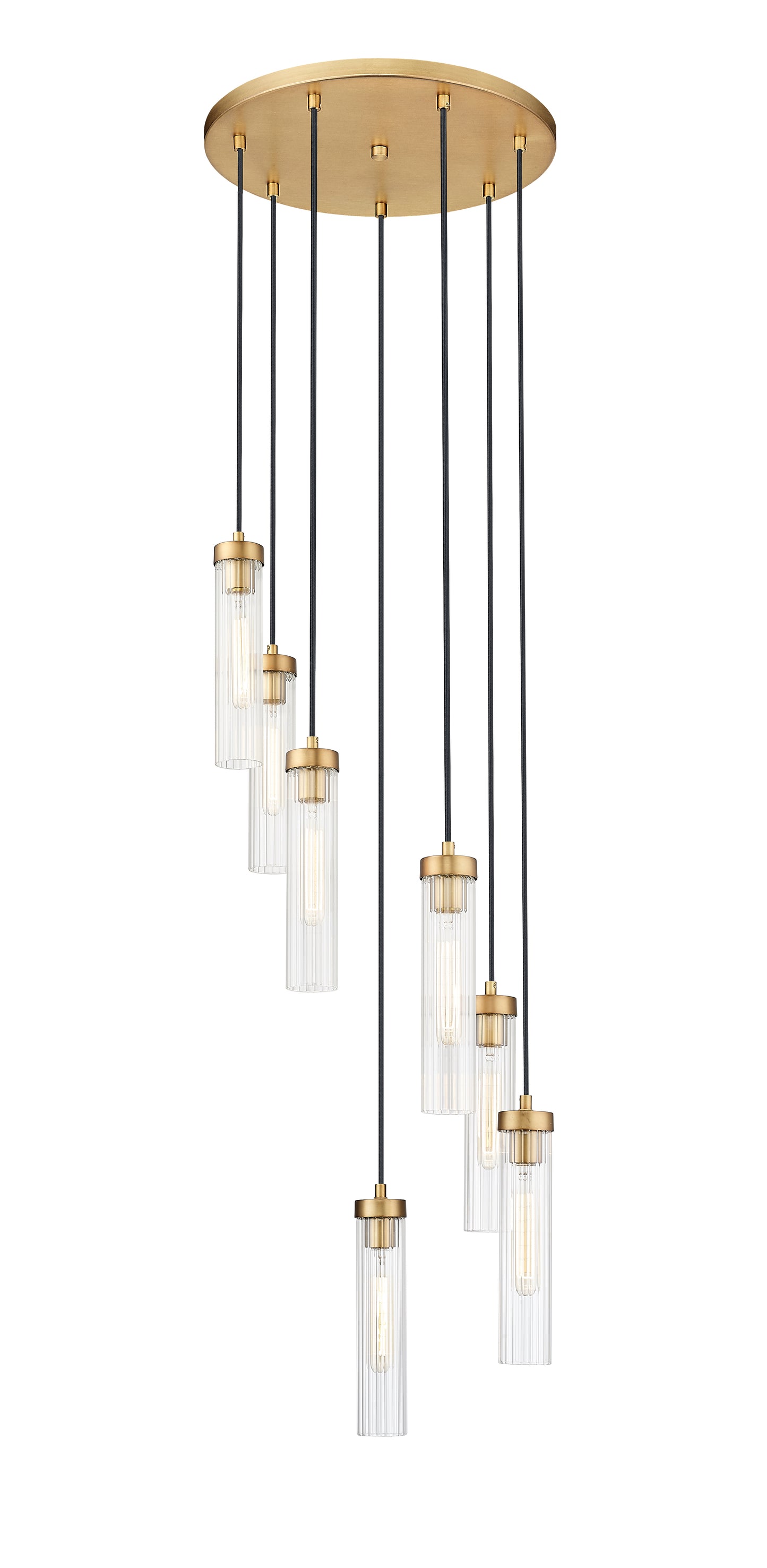 740P-7R-RB - Beau 7 Light 18" Chandelier - Rubbed Brass