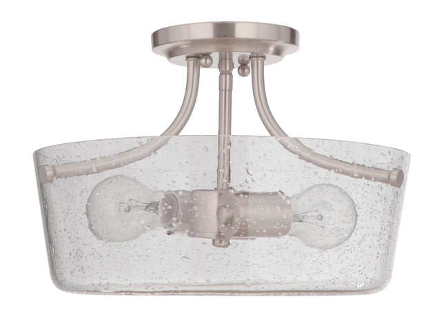 50252-BNK - Tyler 2 Light 13" Wide Semi Flush Mount - Brushed Nickel