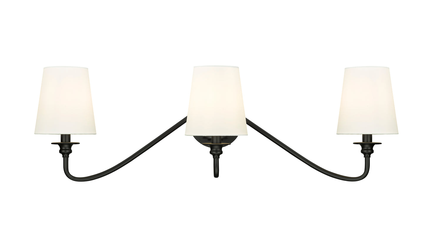 7509-3S-MB - Gianna 3 Light Wall 10" Sconce - Matte Black