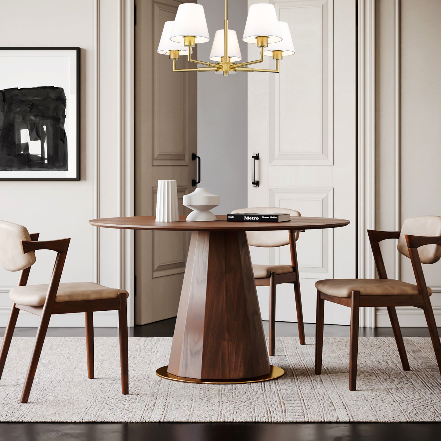 744-26R-LG - Leila 5 Light 26" Chandelier - Luxe Gold