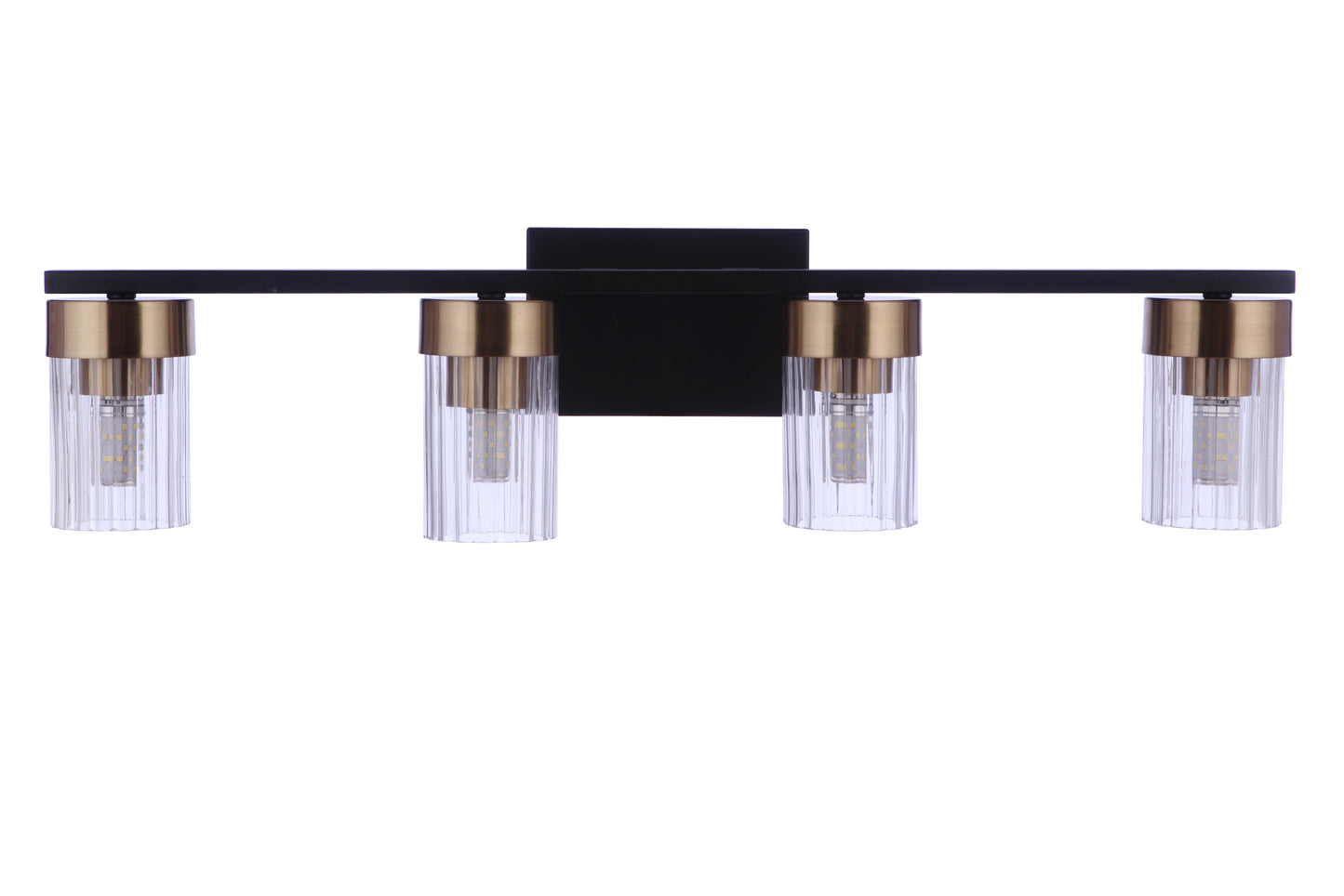 11827FBSB4 - Bond Street 4 Light 27" Wide Vanity Light - Flat Black / Satin Brass