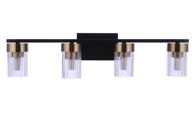 11827FBSB4 - Bond Street 4 Light 27" Wide Vanity Light - Flat Black / Satin Brass
