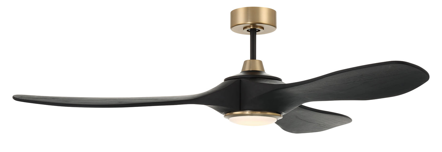 EVY60FBSB3-NWF - Envy 60" Ceiling fan, no Wifi 60" 3 Blade Ceiling Fan with Light Kit - Flat Black / Satin Brass