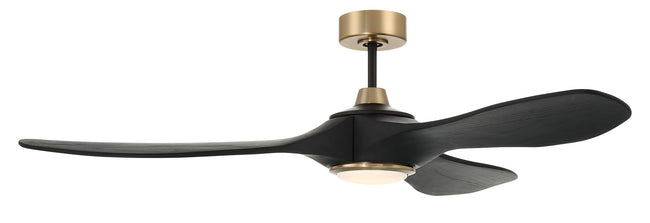 EVY60FBSB3-NWF - Envy 60" Ceiling fan, no Wifi 60" 3 Blade Ceiling Fan with Light Kit - Flat Black / Satin Brass