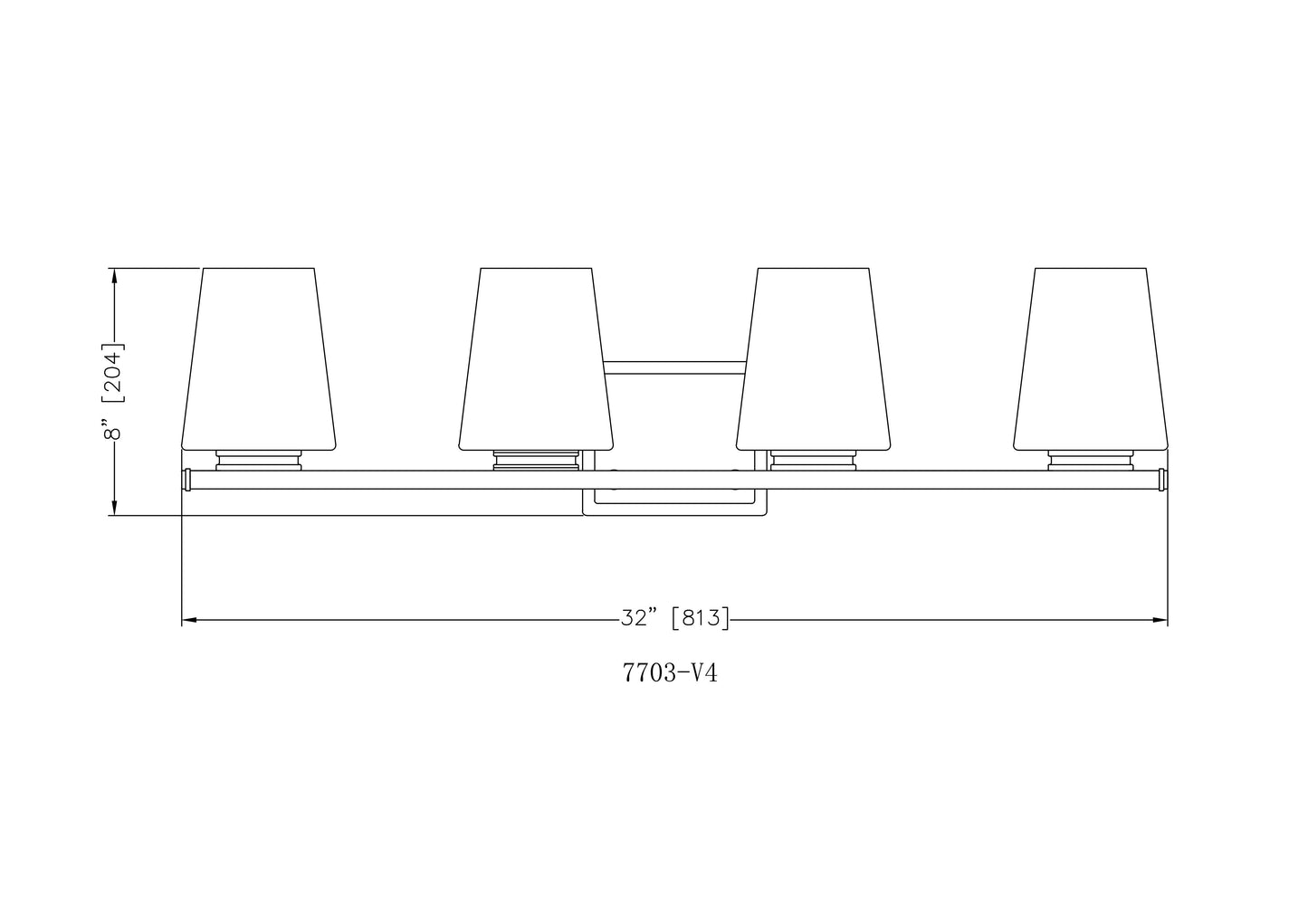 7703-4V-MB - Nextra 4 Light 32" Vanity - Matte Black