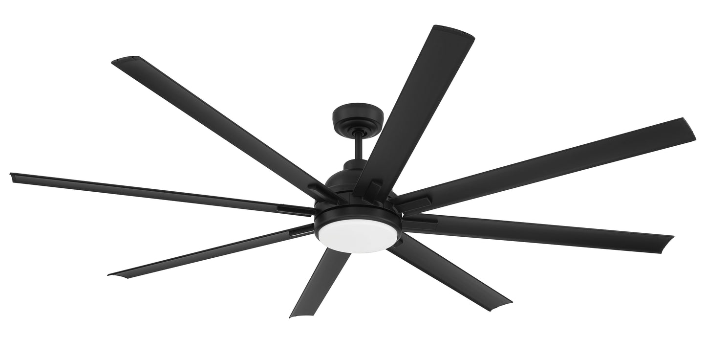 RSH72FB8-NWF - Rush 72" Ceiling Fan Wet Rated no Wifi 72" 8 Blade Indoor Outdoor Ceiling Fan with Light Kit - Flat Black