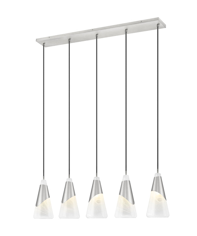 828P7-5L-BN - Aimie 5 Light Linear 42" Chandelier - Brushed Nickel