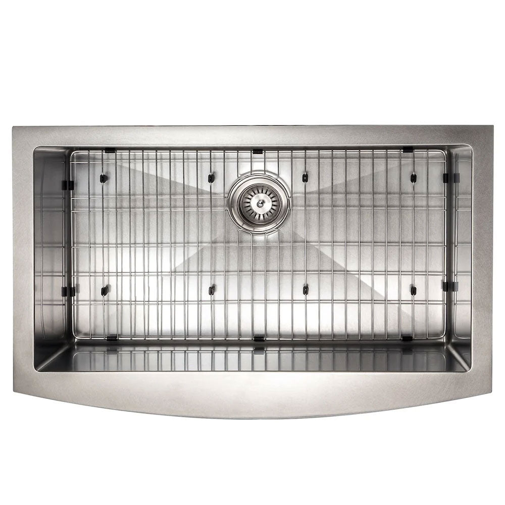 SAS-33 - 33" Vail Farmhouse Apron Mount Single Bowl Stainless Steel Kitchen Sink with Bottom Grid