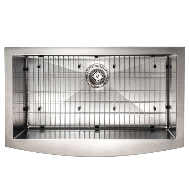 SAS-33 - 33" Vail Farmhouse Apron Mount Single Bowl Stainless Steel Kitchen Sink with Bottom Grid