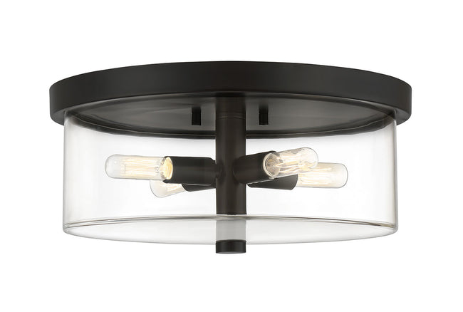 55684-FB - Hailie 4 Light 15" Wide Flush Mount - Flat Black