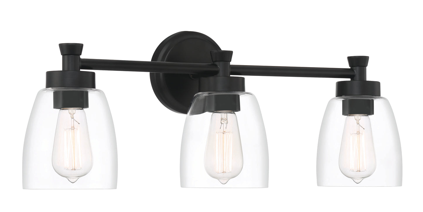 12724FB3 - Henning 3 Light 24" Wide Vanity Light - Flat Black
